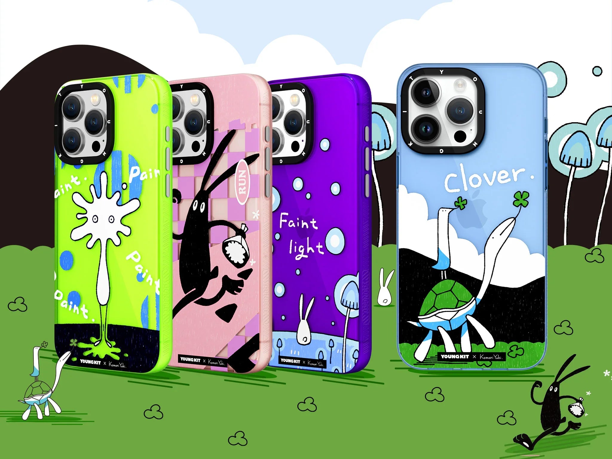 iPhone 15 Hülle YOUNGKIT X @KomoriYuki Green Flora and Fauna / Purple