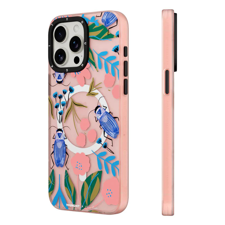 iPhone 14 Pro Hülle YOUNGKIT X @Tara Reed Vibrant Flora And Fauna MagSafe / Pink