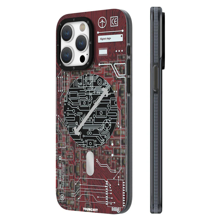 iPhone 14 Pro Hülle YOUNGKIT Cyberpunk Futuristic Circuit Magsafe / Red