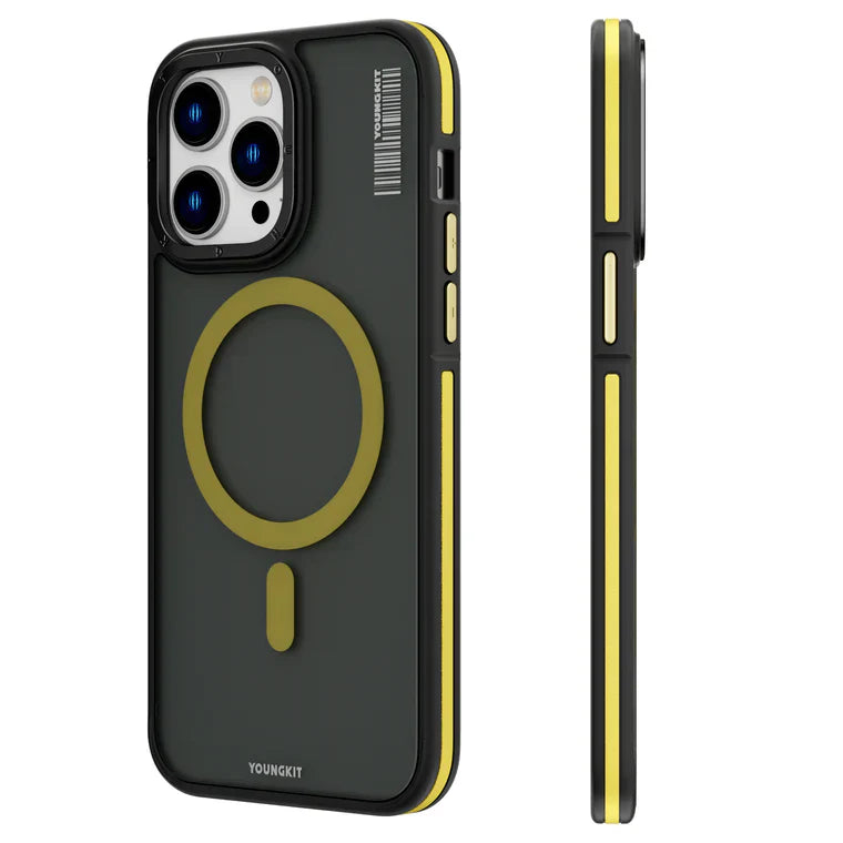 iPhone 15 Plus Hülle YOUNGKIT Rock Sand Classy MagSafe Style / Yellow