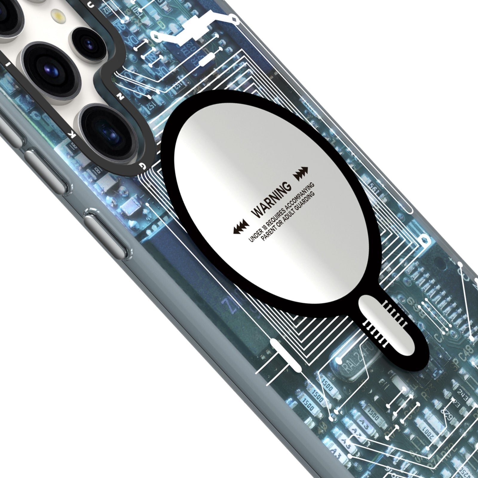 Samsung Galaxy S23 Ultra Hülle YOUNGKIT Futuristic Circuit Magsafe Cyberpunk Designer Brand - Blue