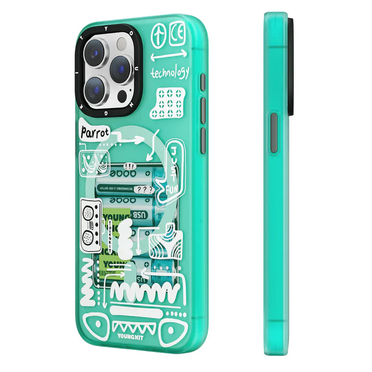 iPhone 15 Pro Hülle YOUNGKIT Dark Matter 'Time to Recharge' MagSafe / Turquoise