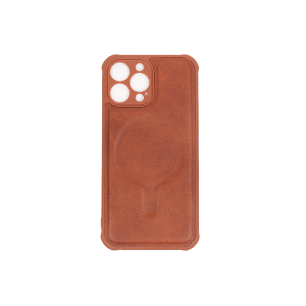 iPhone 14 Pro Hülle PU Leather Shockproof MagSafe Hybrid Case / Bucharest – Brown