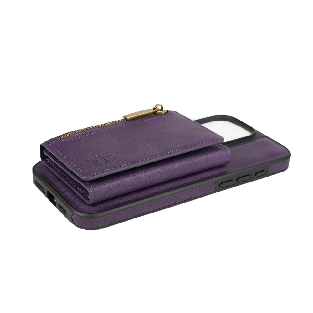 iPhone 12 Pro Max Hülle und Portemonnaie Set Premium Kunstleder MagSafe / Napoli – Purple