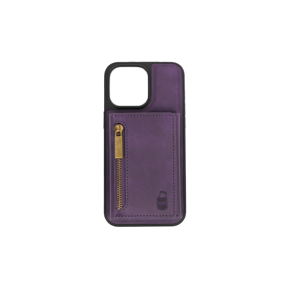 iPhone 12 Hülle und Portemonnaie Set Premium Kunstleder MagSafe / Napoli – Purple