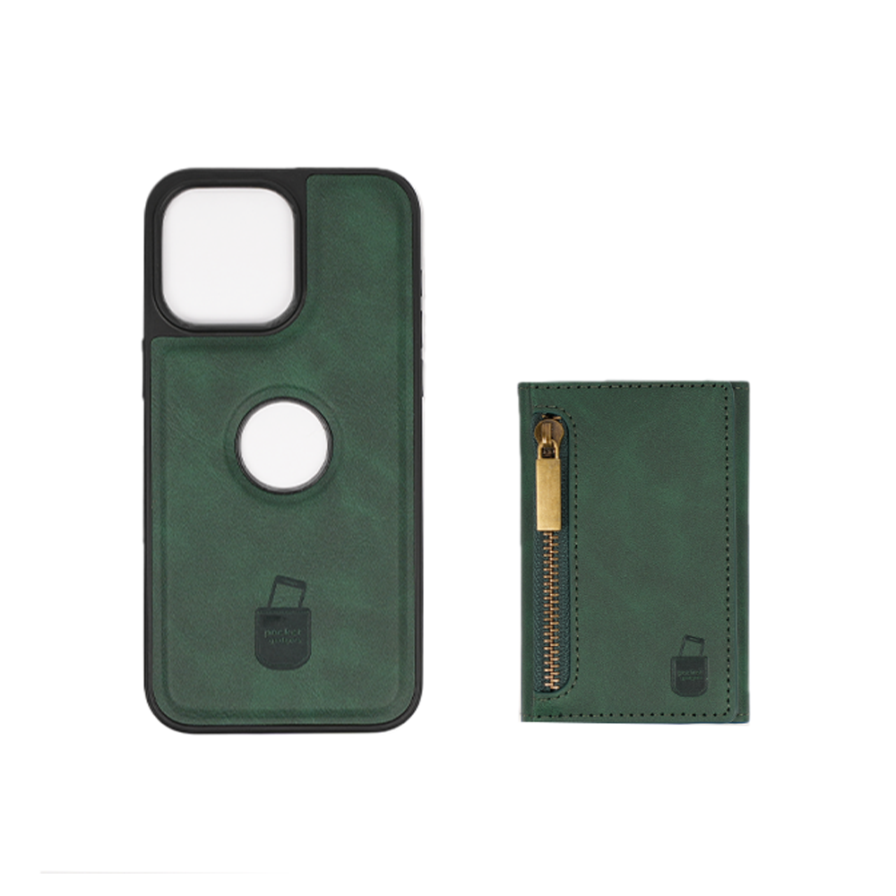iPhone 12 Pro Hülle und Portemonnaie Set Premium Kunstleder MagSafe / Napoli – Green