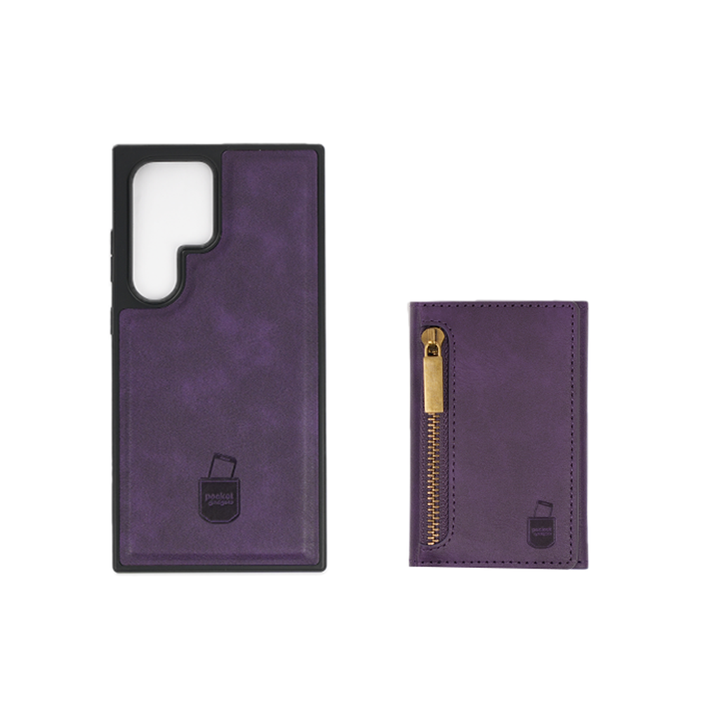 Samsung Galaxy S24 Hülle und Portemonnaie Set Premium Kunstleder MagSafe / Napoli – Purple