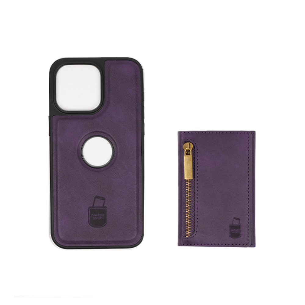 iPhone 13 Pro Max Hülle und Portemonnaie Set Premium Kunstleder MagSafe / Napoli – Purple