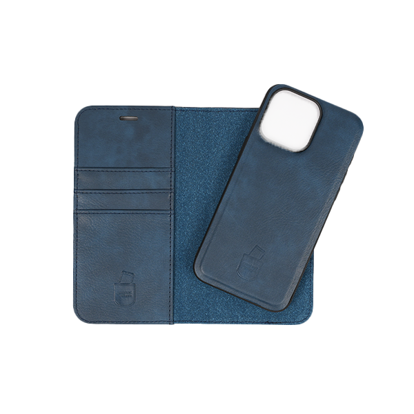 iPhone 15 Pro Etui Hülle Flip Cover Premium Kunstleder Magnetisch Kartenhalter / Milano – Blue iPhone