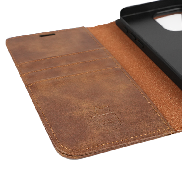 iPhone 14 Etui Hülle Flip Cover Premium Kunstleder Magnetisch Kartenhalter / Milano – Brown iPhone