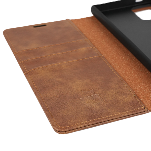 Samsung Galaxy S23 + Flip Cover Case Etui Hülle Premium Kunstleder Magnetisch Kartenhalter / Milano – Brown Samsung