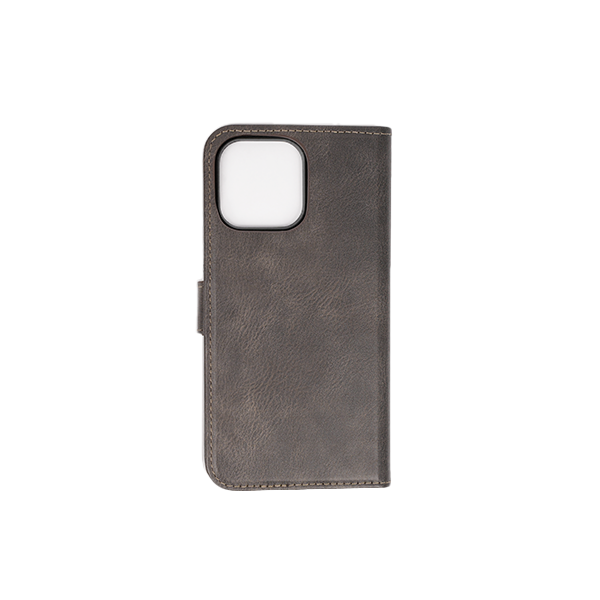 iPhone 15 Pro Etui Hülle Flip Cover Premium Kunstleder Magnetisch Kartenhalter / Milano – Gray iPhone