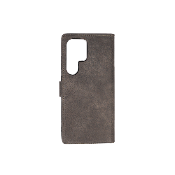 Samsung Galaxy S24 Ultra Flip Cover Case Etui Hülle Premium Kunstleder Magnetisch Kartenhalter / Milano – Gray Samsung