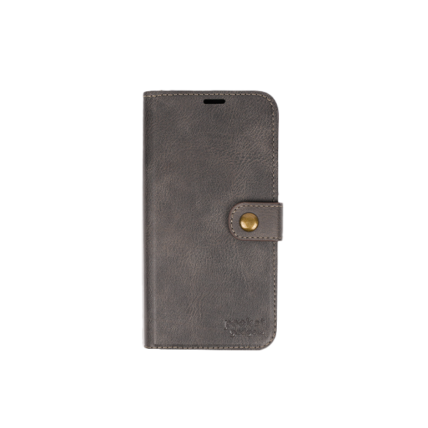 iPhone 15 Plus Etui Hülle Flip Cover Premium Kunstleder Magnetisch Kartenhalter / Milano – Gray iPhone