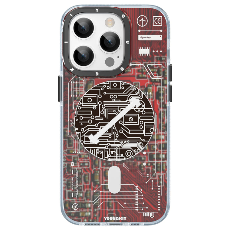 iPhone 15 Pro Hülle YOUNGKIT Cyberpunk Futuristic Circuit Magsafe / Red