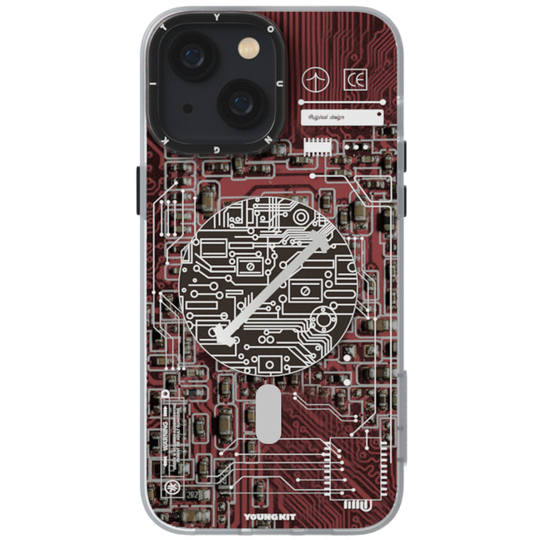 iPhone 15 Pro Hülle YOUNGKIT Cyberpunk Futuristic Circuit Magsafe / Red