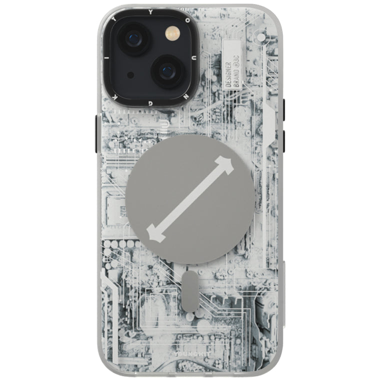 iPhone 14 Pro Hülle YOUNGKIT Cyberpunk Futuristic Circuit Magsafe / White
