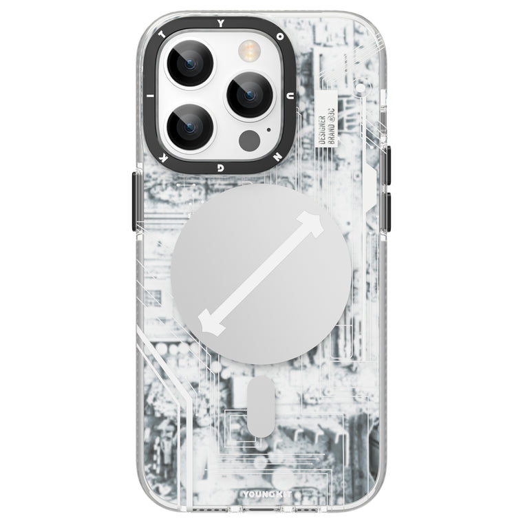 iPhone 13 Pro Hülle YOUNGKIT Cyberpunk Futuristic Circuit Magsafe / White