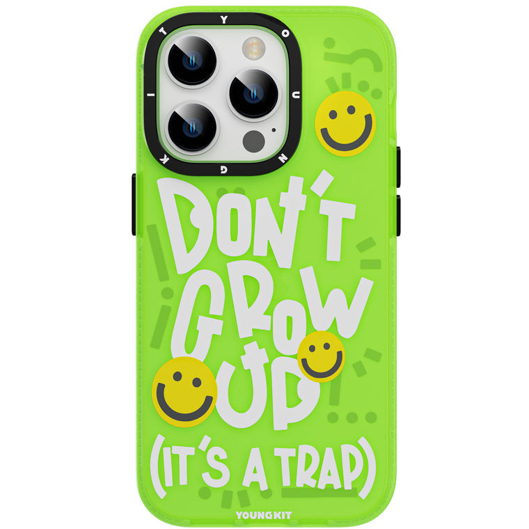 iPhone 14 Pro Case YOUNGKIT Happy Mood Luxury Designer Brand Shockproof Green Don`t Grow Up