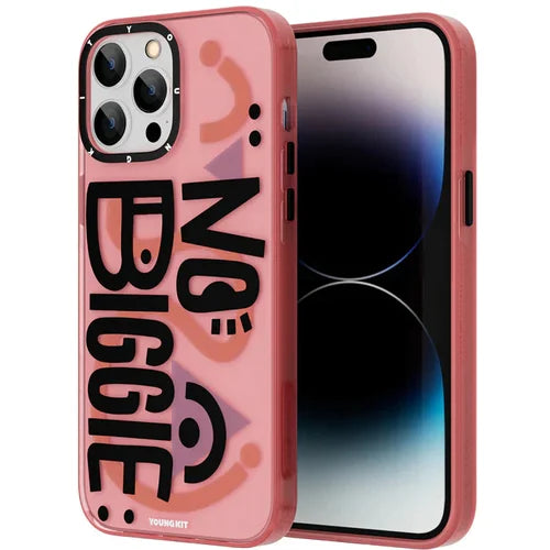 iPhone 15 Pro Max Case YOUNGKIT Happy Mood Luxury Designer Brand Shockproof Pink No Biggie