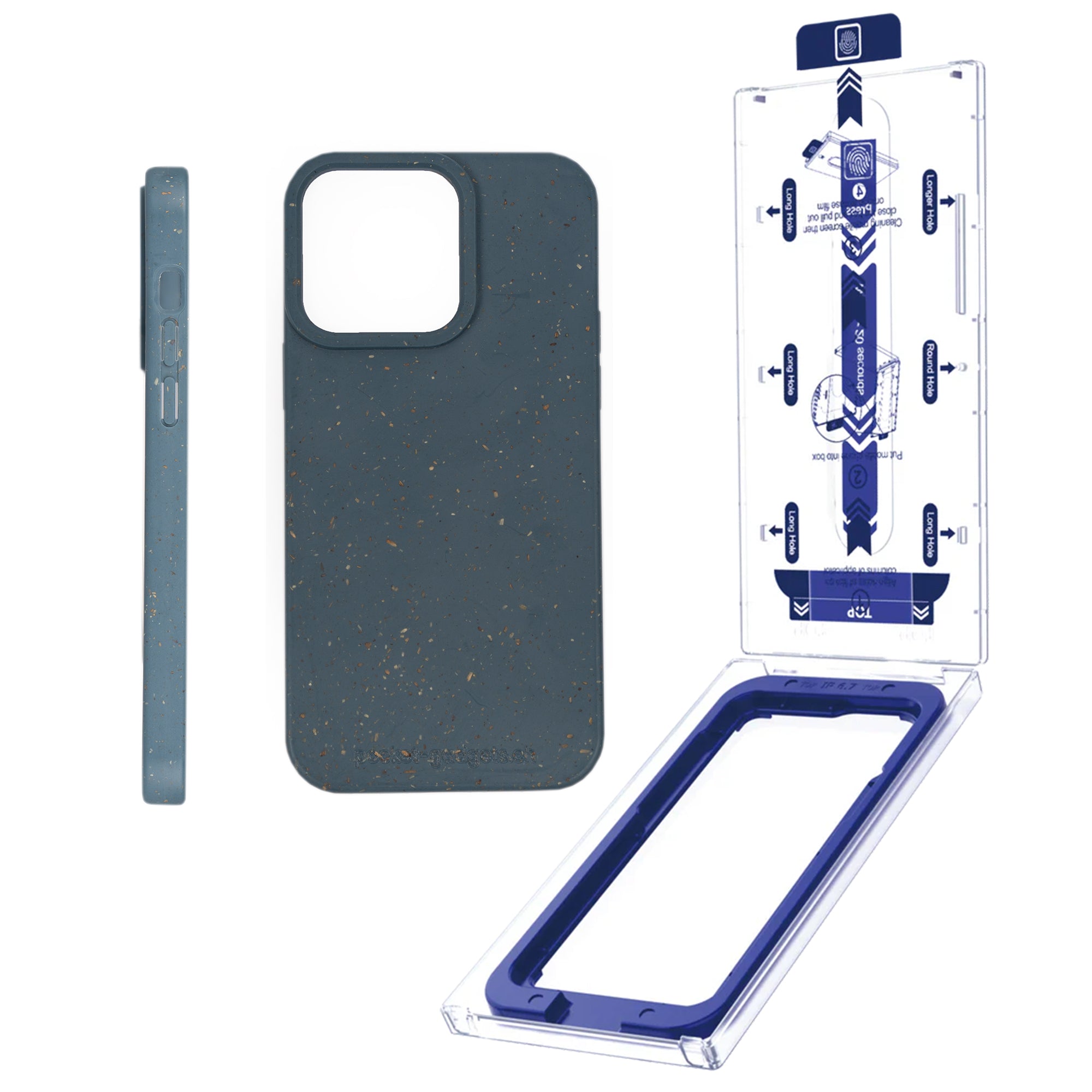 PG Eco Planet Kit Vegane Hülle & EasyGlass Set iPhone 12 Pro / Clear + Blue