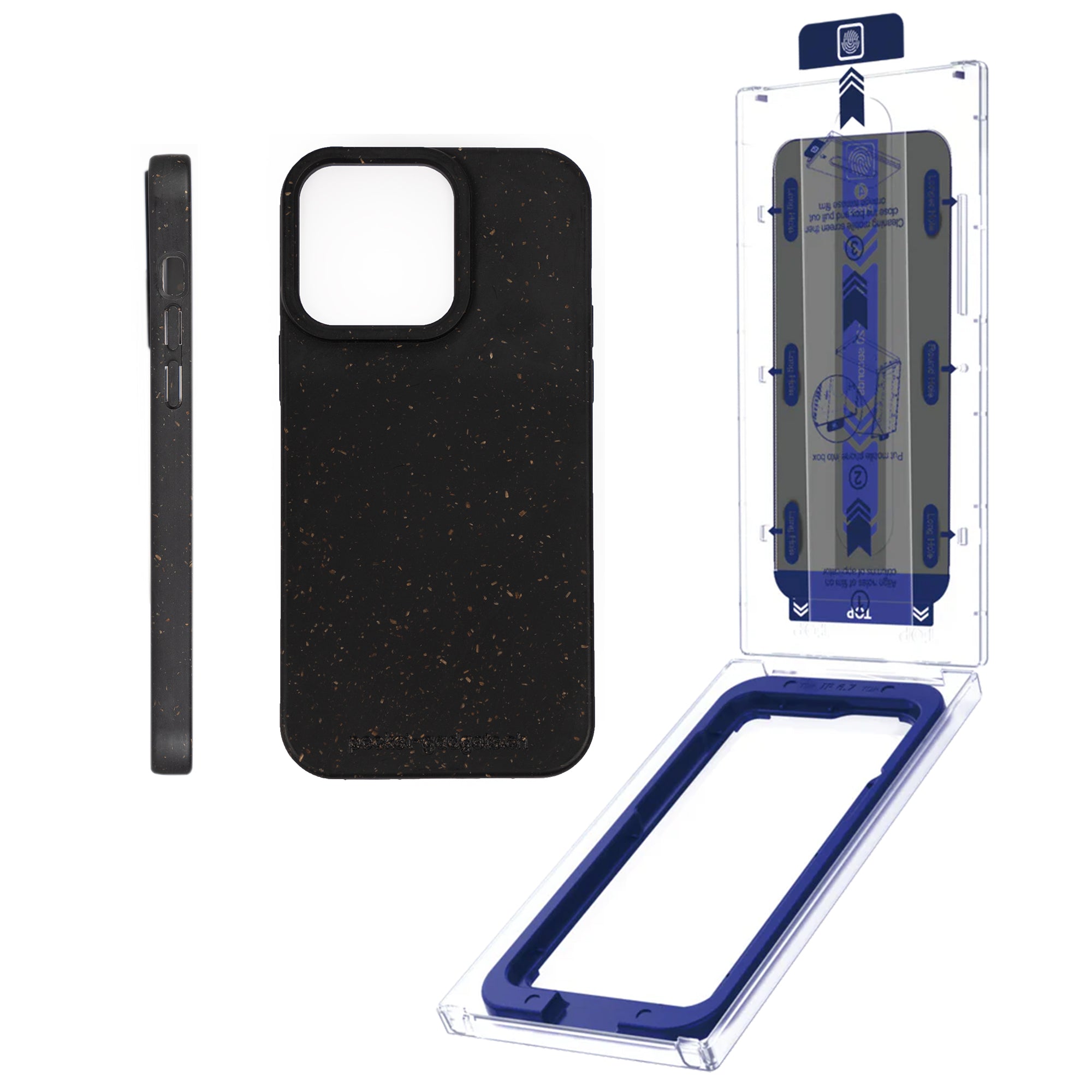 PG Eco Planet Kit Vegane Hülle & EasyGlass Set iPhone 12 / Privacy + Black