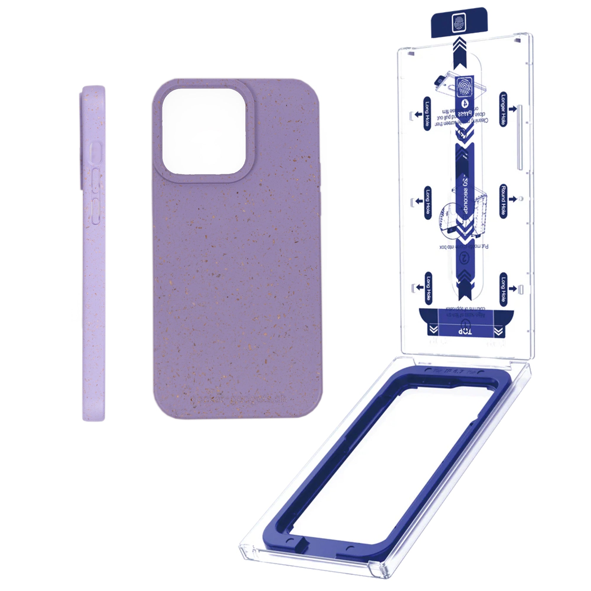 PG Eco Planet Kit Vegane Hülle & EasyGlass Set iPhone 13 Pro / Clear + Purple