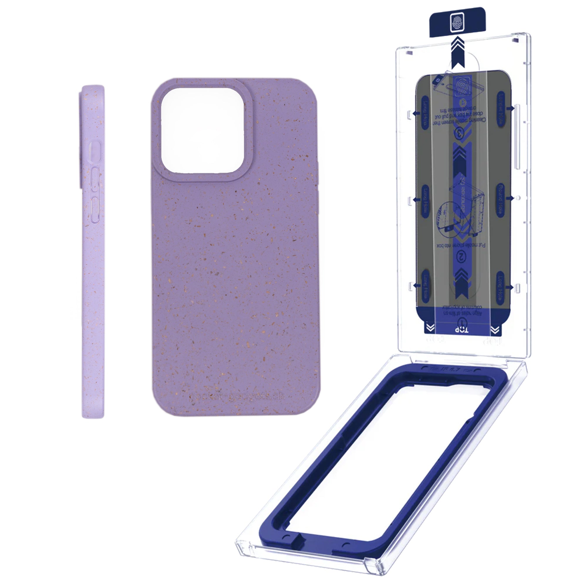 PG Eco Planet Kit Vegane Hülle & EasyGlass Set iPhone 13 Pro / Privacy + Purple